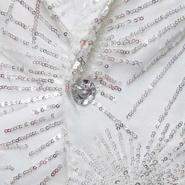 Men's Slim Fit Tuxedo Jacket Embroidery Sequin Jacket 2 Color CN454