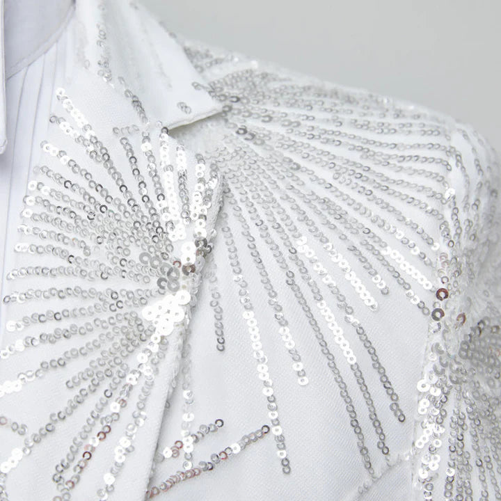 Men's Slim Fit Tuxedo Jacket Embroidery Sequin Jacket 2 Color CN454