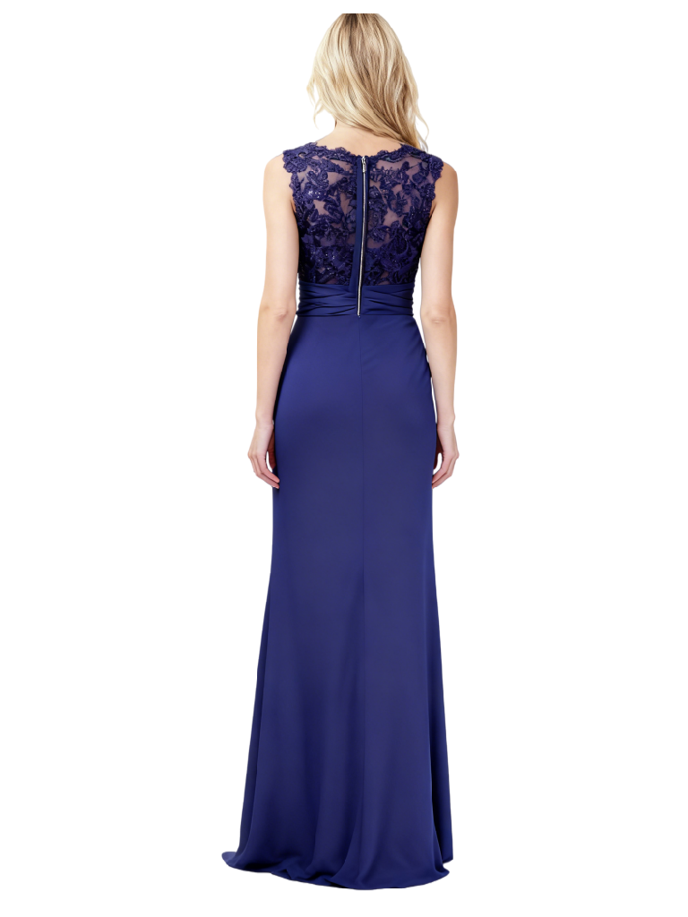 Sexy V-neck Sleeveless Side Slit Lace Chiffon Mermaid Mother of The Bride Dresses