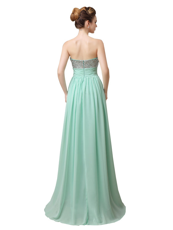 Popular Sweetheart Sequins A-line Floor-Length Long Bridesmaid Dresses