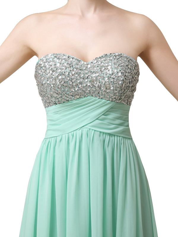 Popular Sweetheart Sequins A-line Floor-Length Long Bridesmaid Dresses