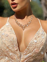 Bridal Crystal Teardrop Jewelry Set | Necklace and Earrings for Women's Wedding