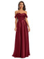 Modern Soft Satin Off The Shoulder Long Formal Dresses For Weddings