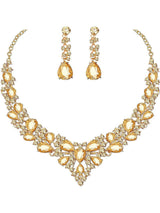 Bridal Crystal Teardrop Jewelry Set | Necklace and Earrings for Women's Wedding
