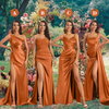 Mix And Match Burnt Orange Sexy Mermaid Satin Long Maid of Honor Dresses