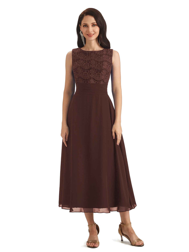 Elegant Lace Tea Length Mother Of The Bride Dresses With Lace Jacket