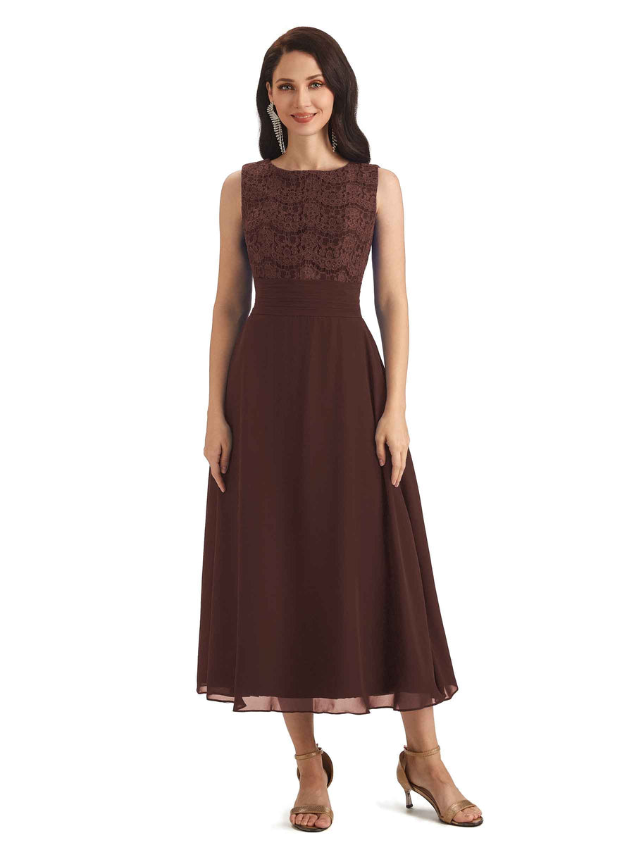 Elegant Lace Tea Length Mother Of The Bride Dresses With Lace Jacket