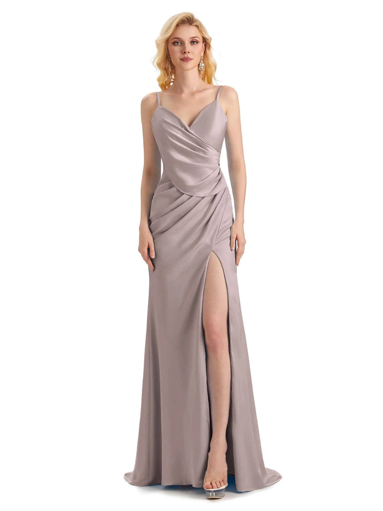 Sexy Side Slit Long Formal Mermaid Soft Satin Formal Prom Dresses 2023 ...