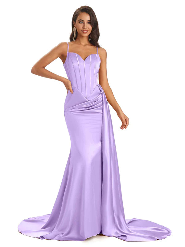 Mismatched Lilac Sexy Side Slit Mermaid Soft Satin Long Bridesmaid Dre - ChicSew Mismatched Lilac Sexy Side Slit Mermaid Soft Satin Long Bridesmaid Dre - ChicSew
