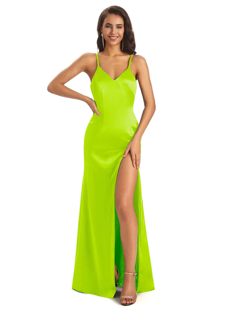 Lime Silk Slip Long Maxi Dress Silk Slip Trends Dress Bridesmaid
