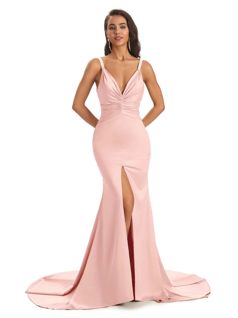 Chelsea Mermaid Stretch Satin Bridesmaid Dress with Straps