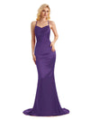 Sexy Criss Cross Mermaid Spaghetti Straps V-Neck Long Satin Fomral Prom Dresses Online main image 0