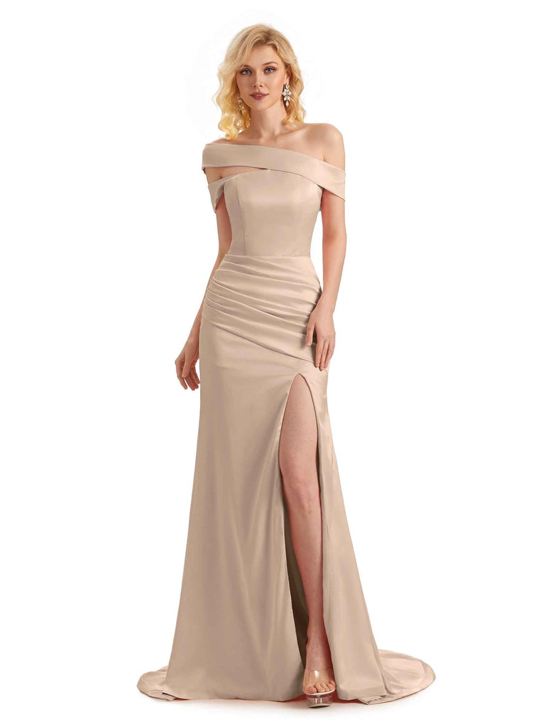 Semicouture belted side-slit satin dress - Neutrals