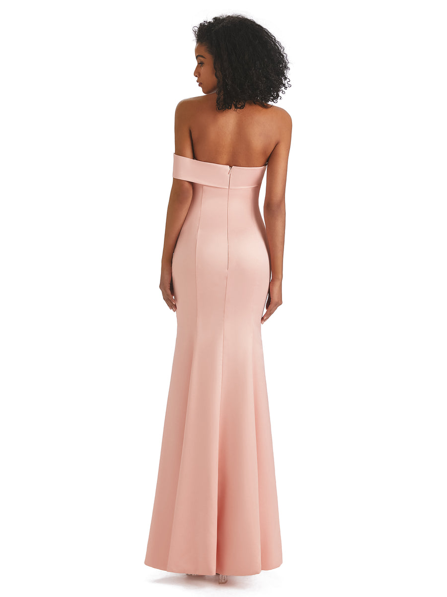 Sexy Soft Satin Unique One Shoulder Side Slit Mermaid African Bridesmaid Dresses