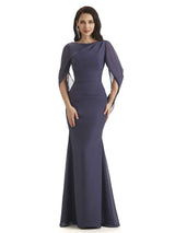 Casual Mermaid Chiffon Half Sleeves Long Mother of The Bride Dresses