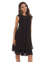 Elegant Chiffon Lace Cap Sleeve Knee Length Mother Of The Bride Dresses