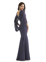 Casual Mermaid Chiffon Half Sleeves Long Mother of The Bride Dresses