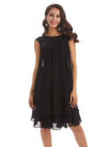 Elegant Chiffon Lace Cap Sleeve Knee Length Mother Of The Bride Dresses