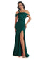 Elegant One Shoulder Side Slit Mermaid Satin Maxi Party Prom Dresses Online Sale