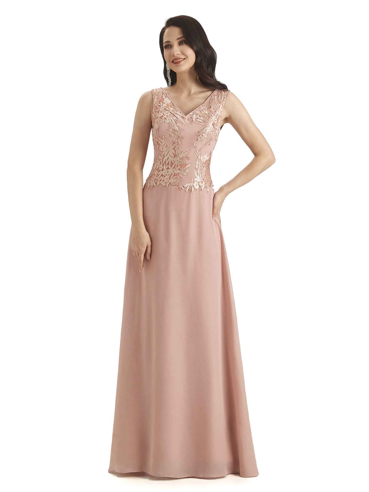 Elegant A-line Chiffon Lace Mother of The Bride Dresses With Lace Jacket