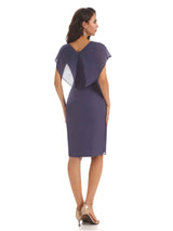 V-neck Short Sleeves Knee-Length Mermaid Mother of The Bride Dresses