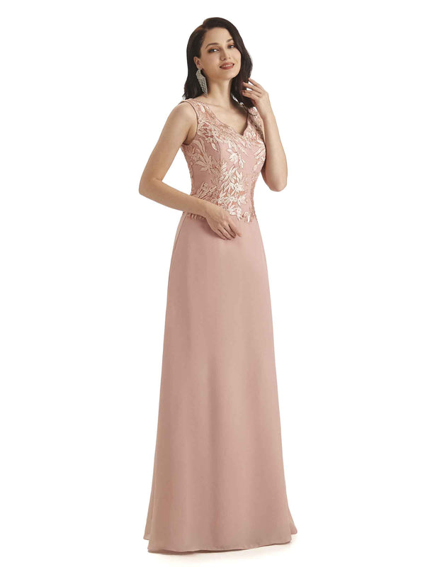 Elegant A-line Chiffon Lace Mother of The Bride Dresses With Lace Jacket