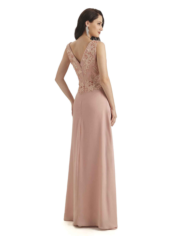 Elegant A-line Chiffon Lace Mother of The Bride Dresses With Lace Jacket