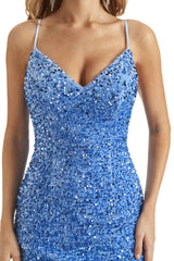 Sparkly Sequin Mermaid Spaghetti Straps Sexy Side Slit Long Formal Prom Dresses