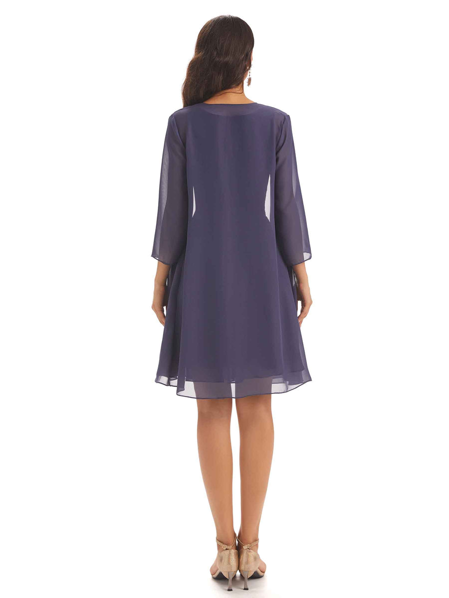 Elegant Chiffon A-line Knee Length Mother Of The Bride Dresses With Jacket