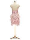 Cute Pink Spaghetti Straps Feather Short Cocktail Party Prom Dresses Online