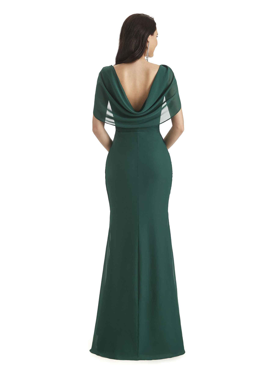Elegant Side Slit Chiffon Long Mother of The Bride Dresses