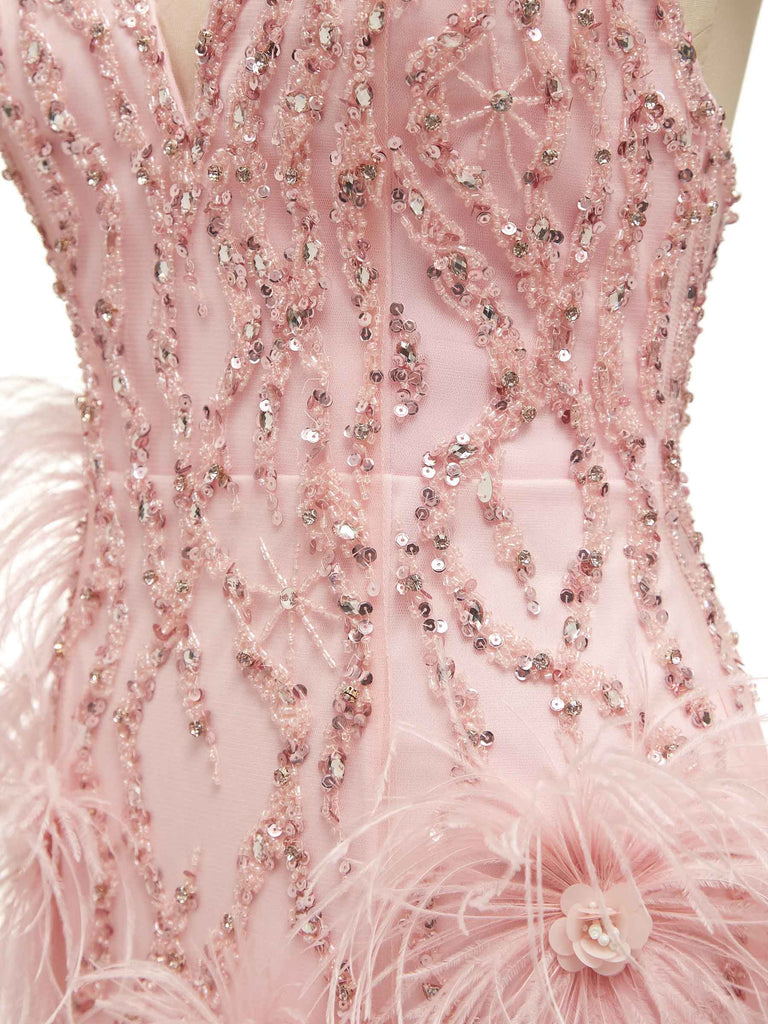 Pink Sheath Spaghetti Straps V-neck Short Party Prom Dresses, Evening Dresses Online - ChicSew Pink Sheath Spaghetti Straps V-neck Short Party Prom Dresses, Evening Dresses Online - ChicSew