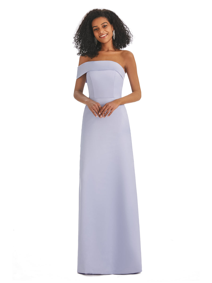 Simple Satin One Shoulder Floor-Length Long African Satin Bridesmaid Dresses