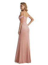 Elegant Mermaid Cold Shoulder Winter Velvet Long Wedding Guest Dresses