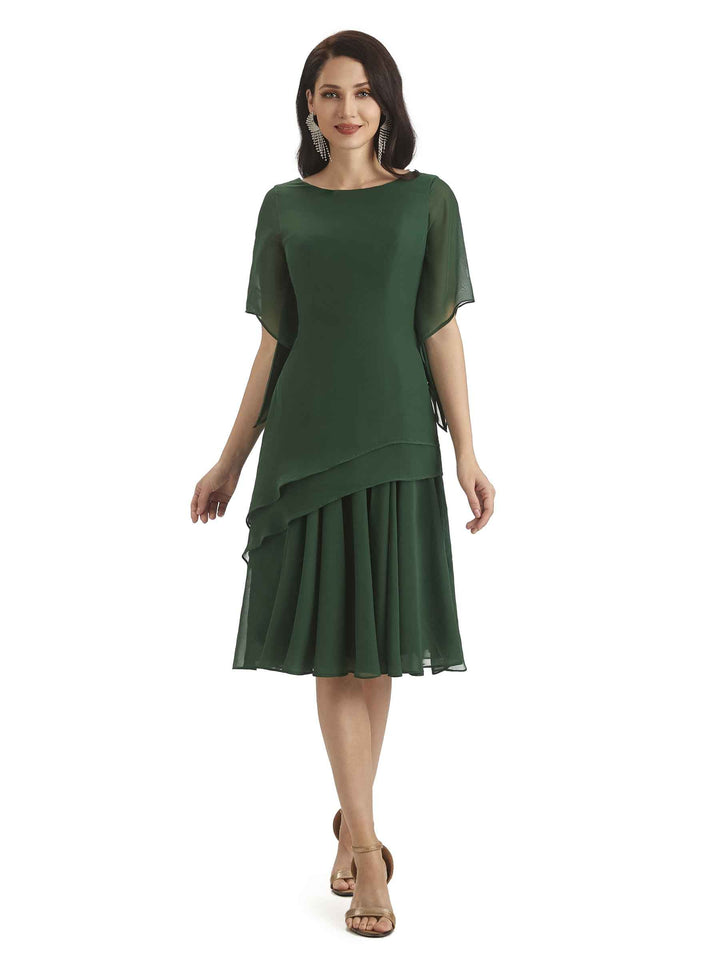 Modern A-line Chiffon Half Sleeves Knee Length Short Mother of The Bride Dresses