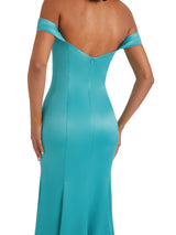Simple Off The Shoulder Soft Satin Mermaid Long Afridan Bridesmaid Dresses