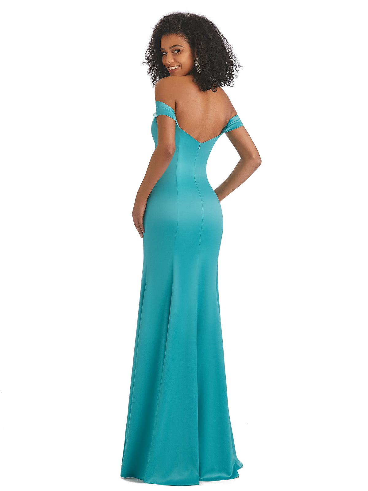 Simple Off The Shoulder Soft Satin Mermaid Long Afridan Bridesmaid Dresses