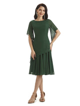 Modern A-line Chiffon Half Sleeves Knee Length Short Mother of The Bride Dresses