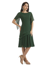 Modern A-line Chiffon Half Sleeves Knee Length Short Mother of The Bride Dresses