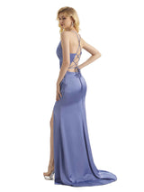 Elegant V-neck Criss Cross Soft Satin Side Slit Long Mermaid Bridesmaid Dresses Online