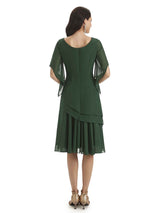 Modern A-line Chiffon Half Sleeves Knee Length Short Mother of The Bride Dresses