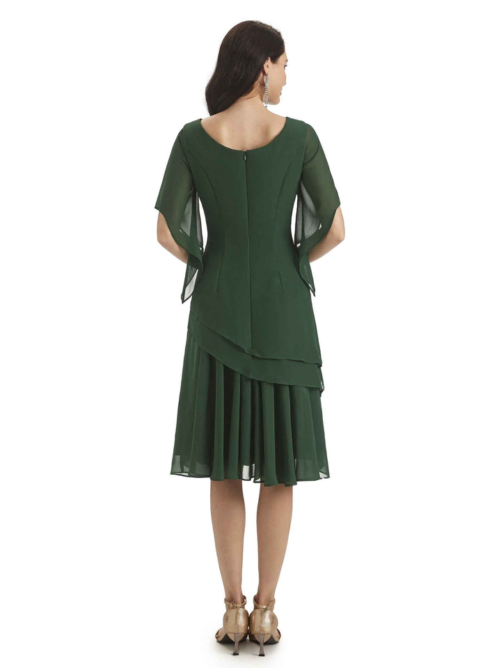Modern A-line Chiffon Half Sleeves Knee Length Short Mother of The Bride Dresses
