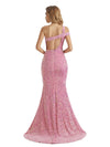 Sequin Sheath One shoulder Side slit Floor-length Long Party Prom Dresses