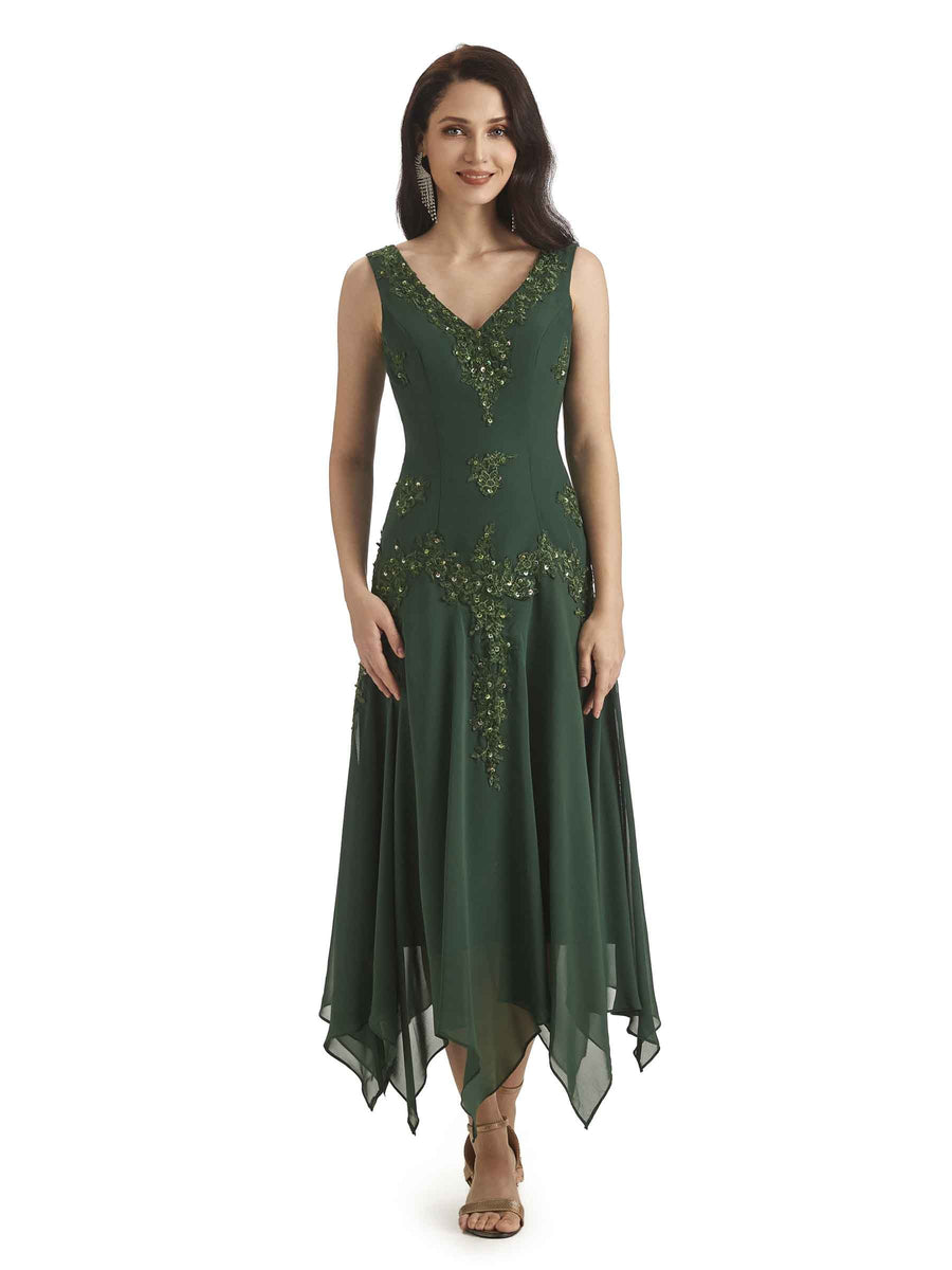 Elegant A-line Chiffon Tea Length Short Groom of The Bride Dresses With Jacket