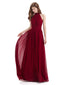 A-line Halter Elegant Chiffon Long Bridesmaid Dresses In Stock