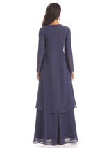 Elegant A-line Chiffon Long Sleeves High-Low Mother of The Bride Dresses