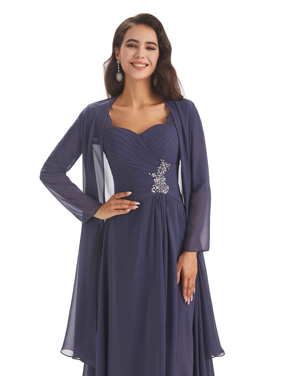 Elegant A-line Chiffon Long Sleeves High-Low Mother of The Bride Dresses