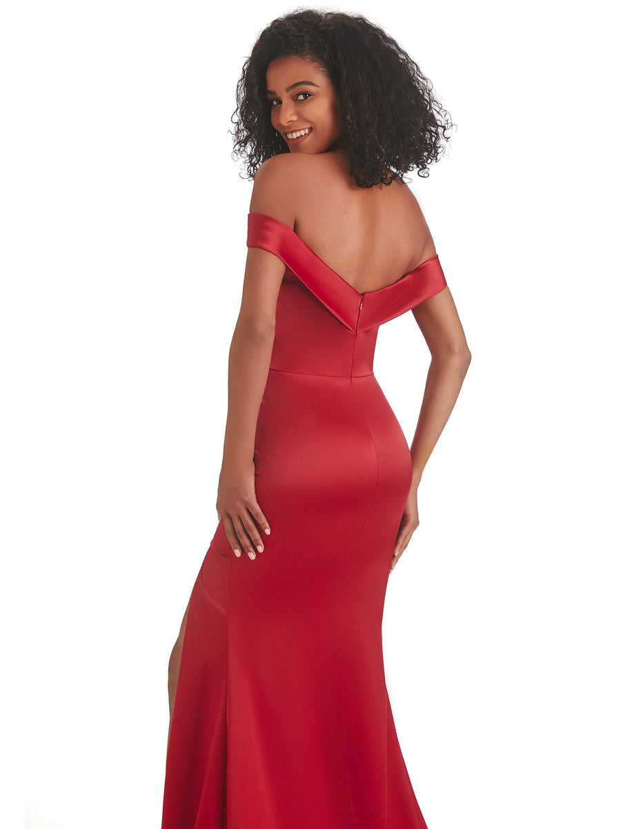 Sexy Mermaid Soft Satin Off The Shoulder Long African Bridesmaid Dresses