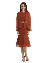 Elegant Mermaid Chiffon Knee Length Short Mother of The Bride Dresses With Jacket