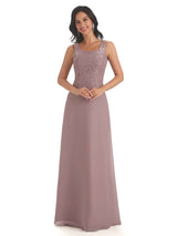 Elegant Chiffon Scoop Long Mother Of The Bride Dresses With Lace Jacket